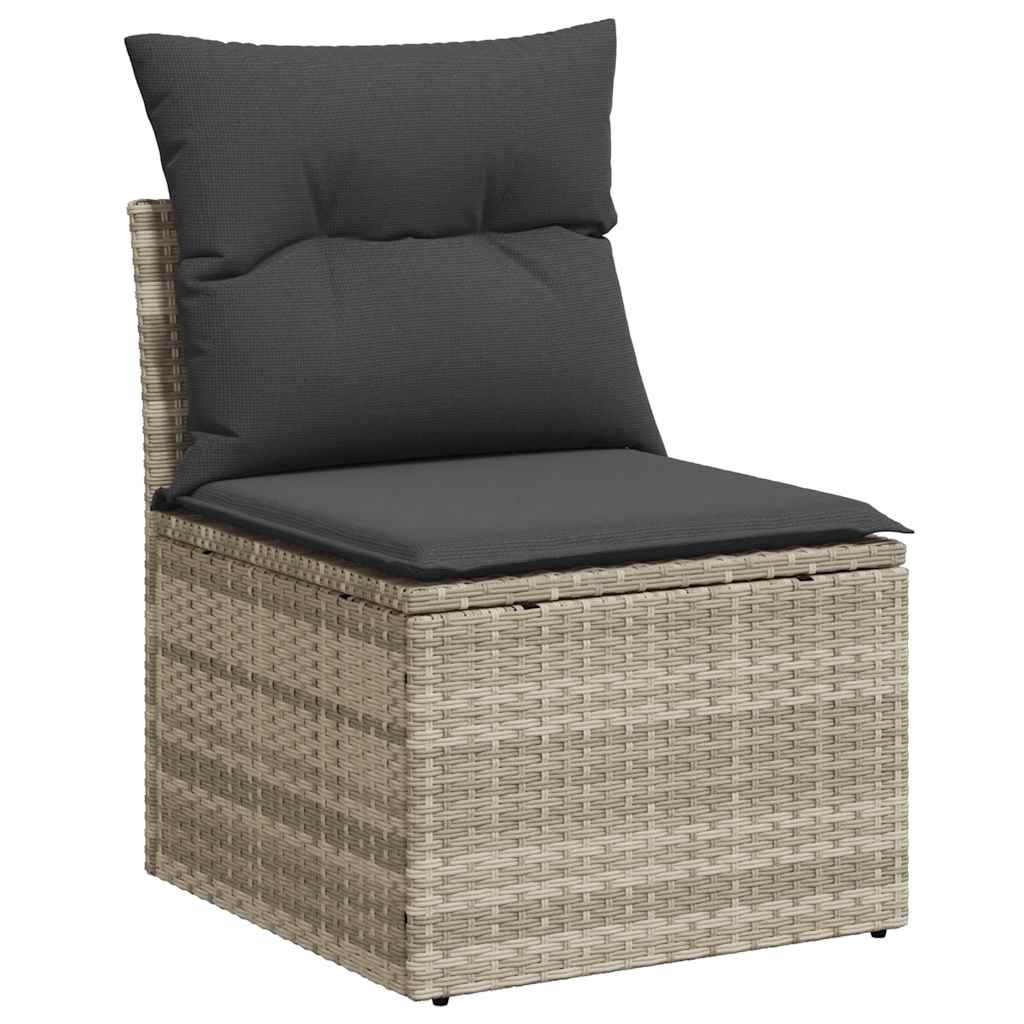 vidaXL 2 Piece Garden Sofa Set with Cushions Light Grey Poly Rattan Acacia