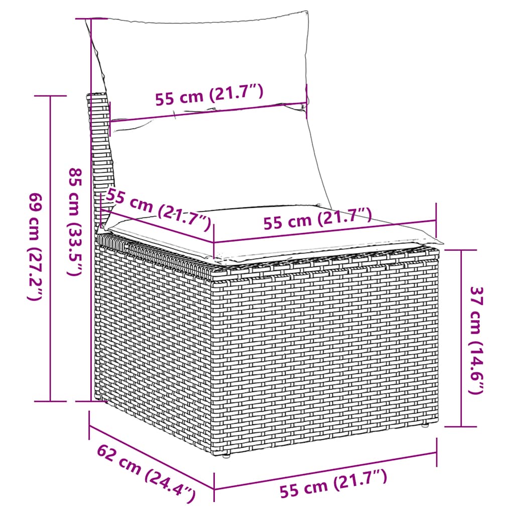 vidaXL 2 Piece Garden Sofa Set with Cushions Light Grey Poly Rattan Acacia