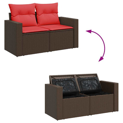 vidaXL 9 Piece Garden Sofa Set with Cushions Brown Poly Rattan Acacia