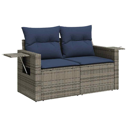 vidaXL 9 Piece Garden Sofa Set with Cushions Grey Poly Rattan Acacia