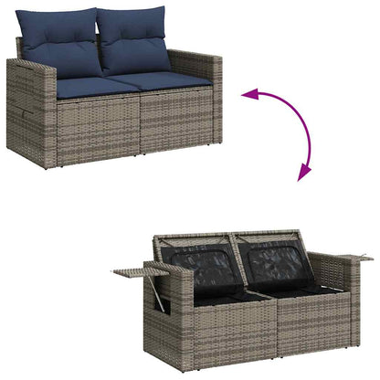 vidaXL 9 Piece Garden Sofa Set with Cushions Grey Poly Rattan Acacia
