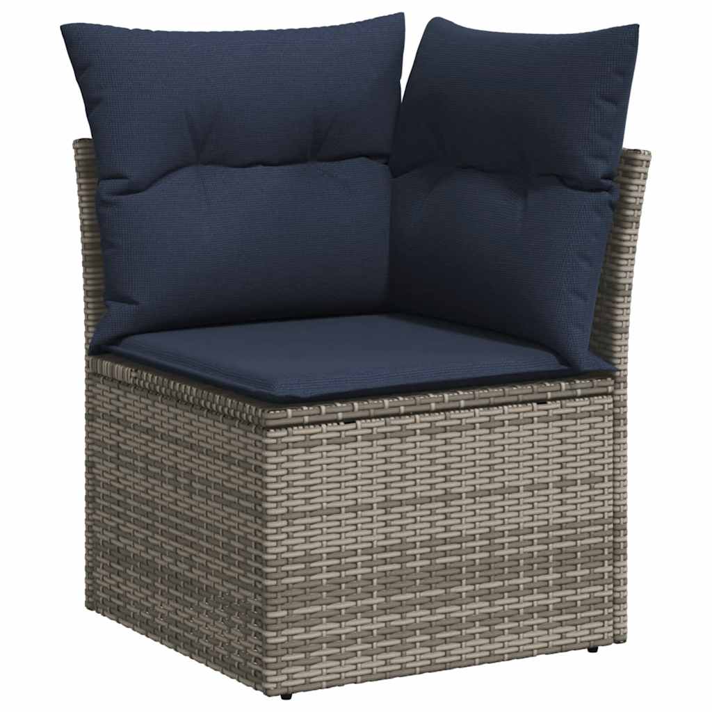 vidaXL 8 Piece Garden Sofa Set with Cushions Grey Poly Rattan Acacia