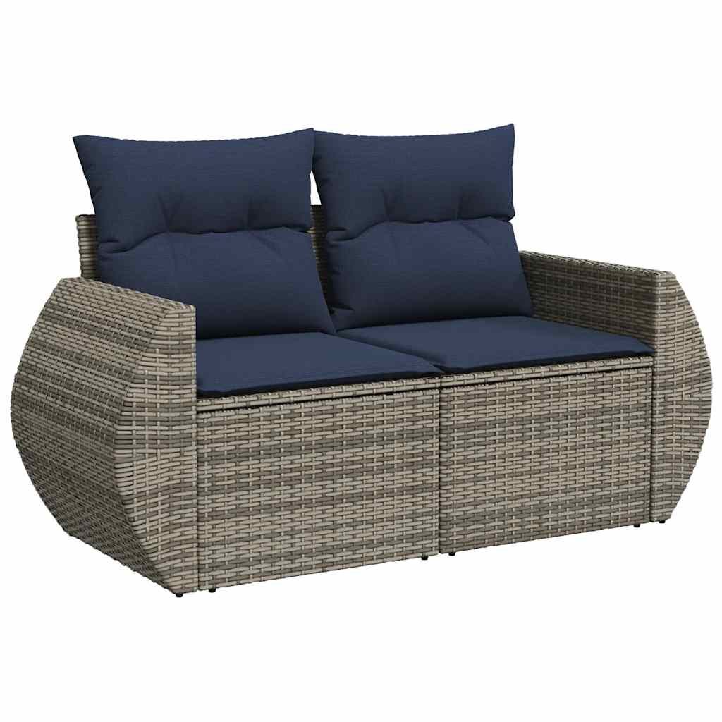 vidaXL 8 Piece Garden Sofa Set with Cushions Grey Poly Rattan Acacia