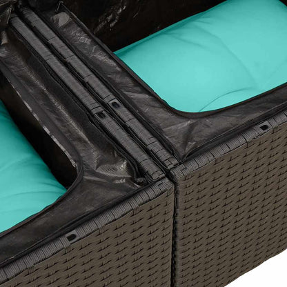 vidaXL 6 Piece Garden Sofa Set with Cushions Black Poly Rattan Acacia