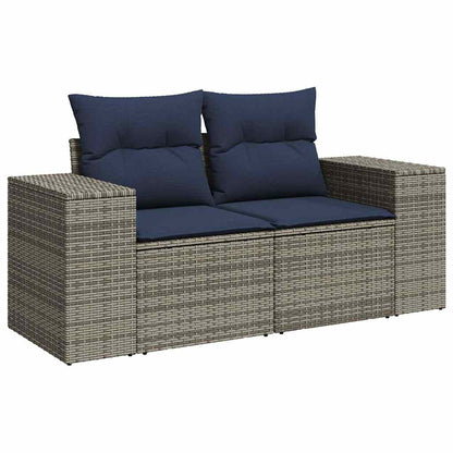 vidaXL 14 Piece Garden Sofa Set with Cushions Grey Poly Rattan Acacia