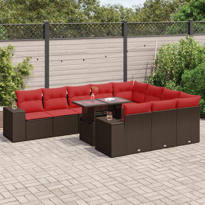 vidaXL 8 Piece Garden Sofa Set with Cushions Brown Poly Rattan Acacia