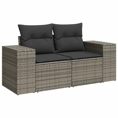 vidaXL 10 Piece Garden Sofa Set with Cushions Grey Poly Rattan Acacia