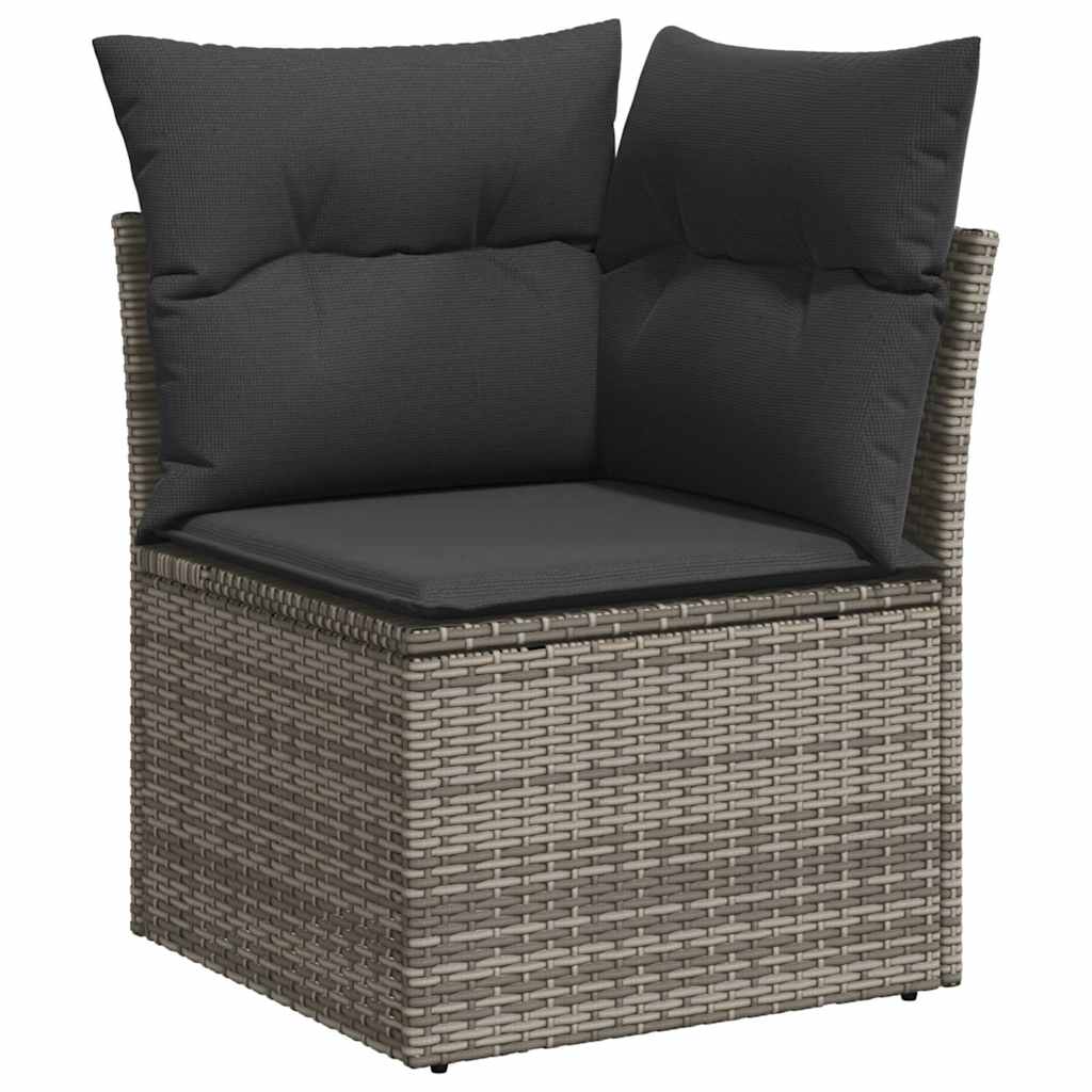 vidaXL 10 Piece Garden Sofa Set with Cushions Grey Poly Rattan Acacia