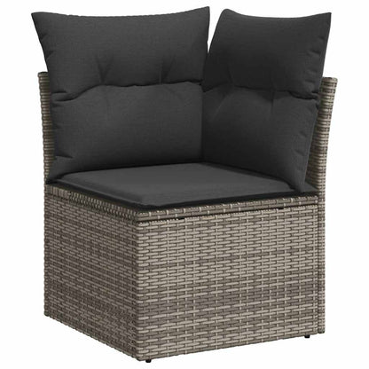 vidaXL 10 Piece Garden Sofa Set with Cushions Grey Poly Rattan Acacia