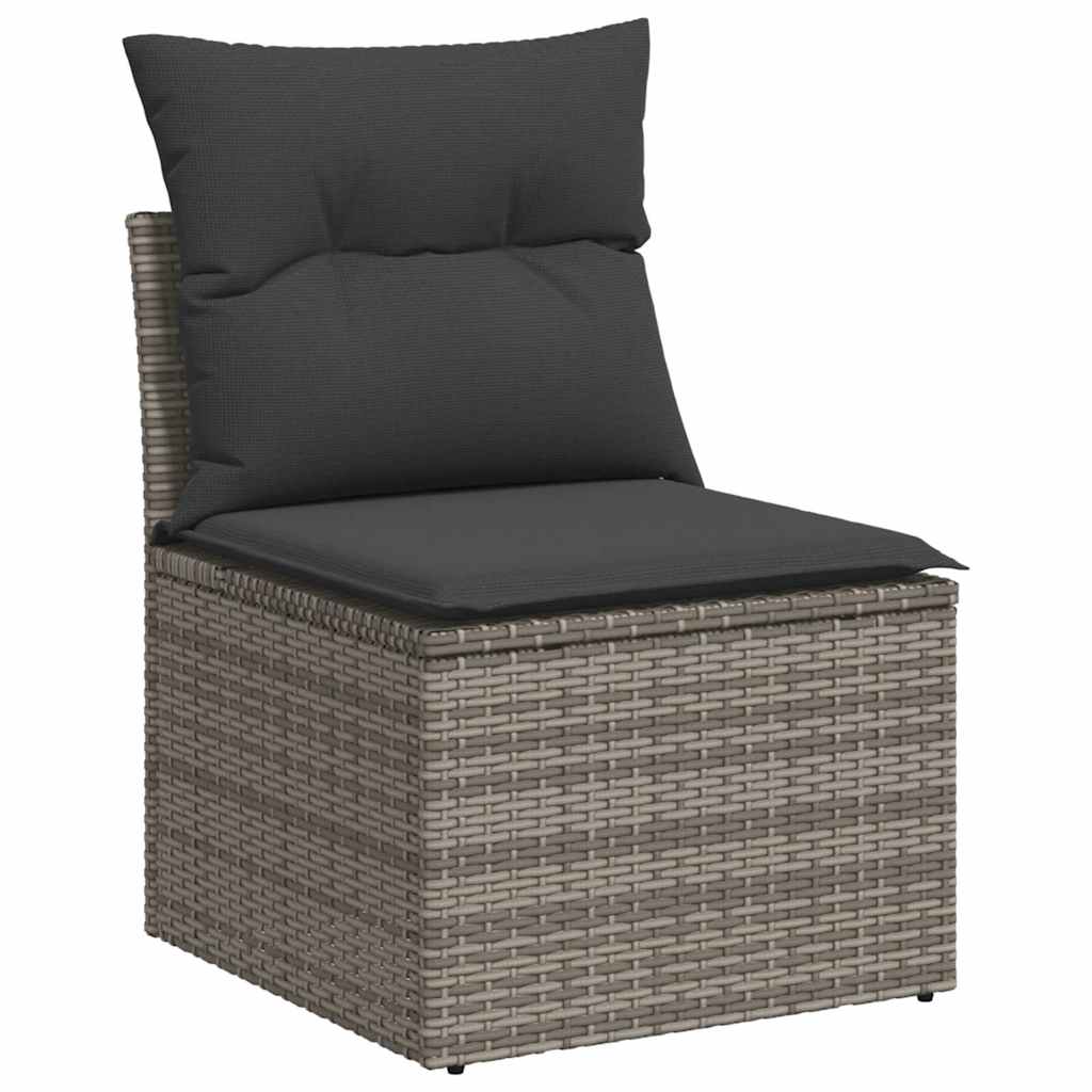 vidaXL 10 Piece Garden Sofa Set with Cushions Grey Poly Rattan Acacia