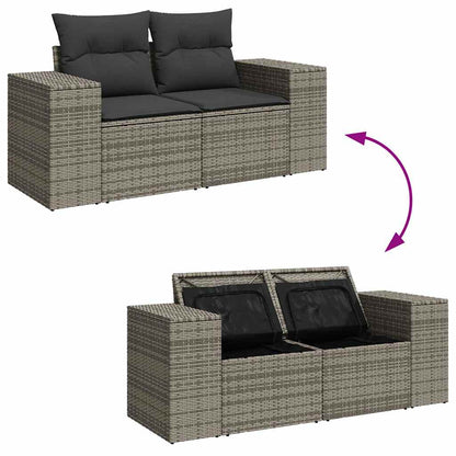 vidaXL 10 Piece Garden Sofa Set with Cushions Grey Poly Rattan Acacia