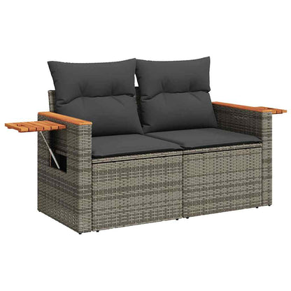 vidaXL 6 Piece Garden Sofa Set with Cushions Grey Poly Rattan Acacia