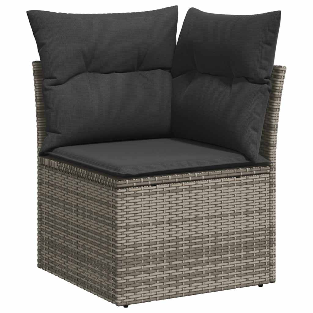 vidaXL 8 Piece Garden Sofa Set with Cushions Grey Poly Rattan Acacia