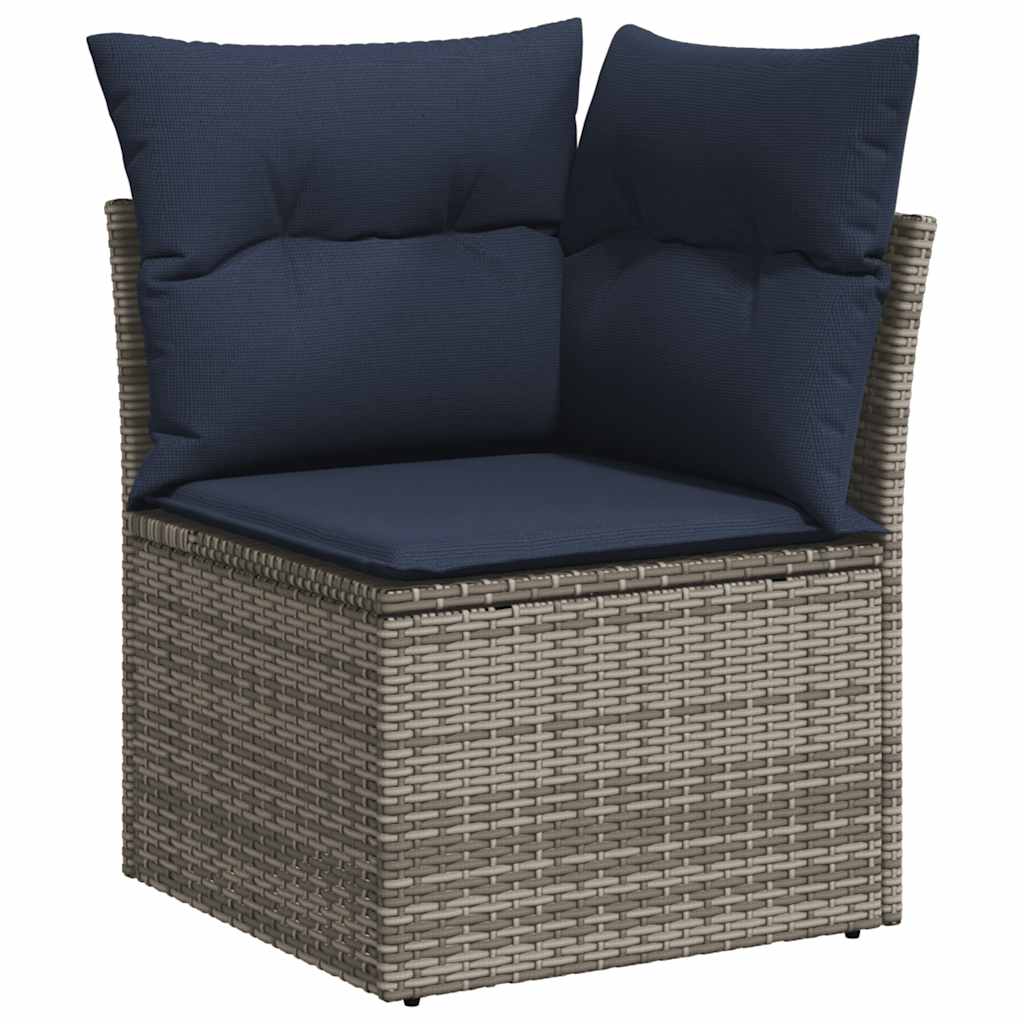 vidaXL 6 Piece Garden Sofa Set with Cushions Grey Poly Rattan Acacia