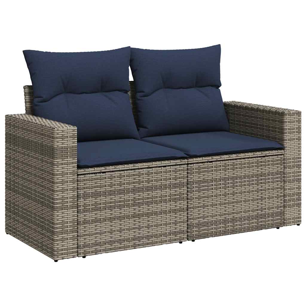 vidaXL 7 Piece Garden Sofa Set with Cushions Grey Poly Rattan Acacia