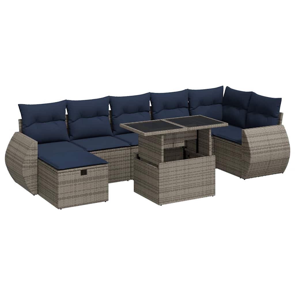 vidaXL 8 Piece Garden Sofa Set with Cushions Brown Poly Rattan Acacia
