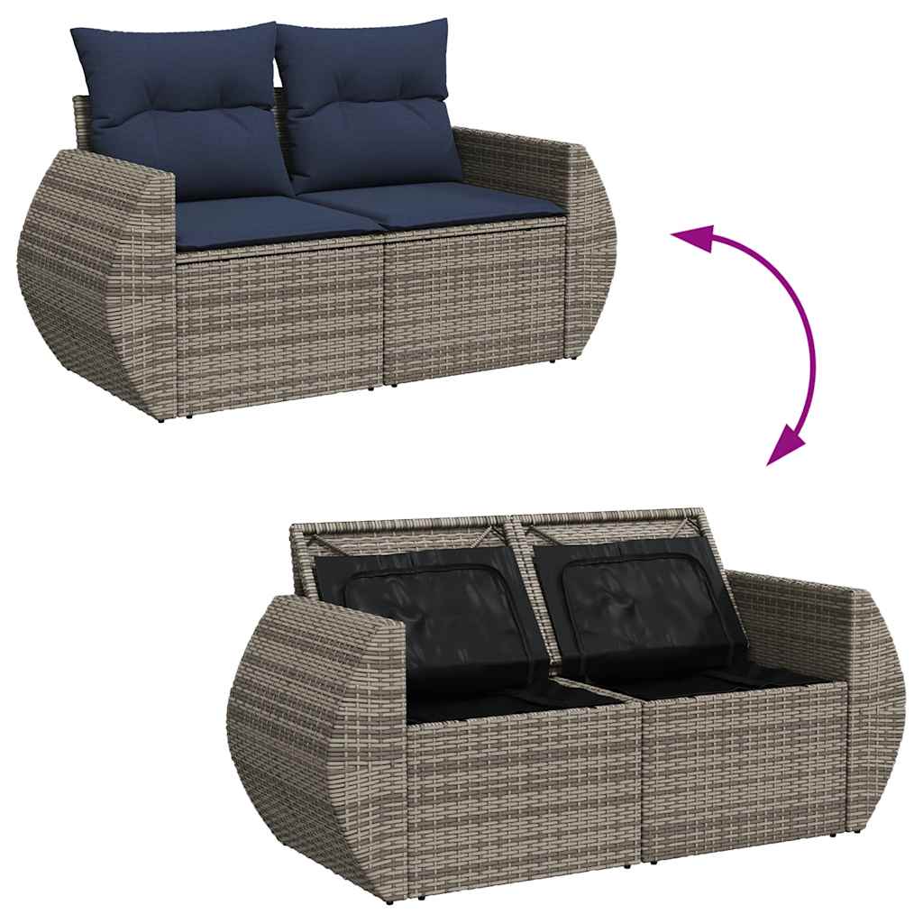 vidaXL 8 Piece Garden Sofa Set with Cushions Brown Poly Rattan Acacia