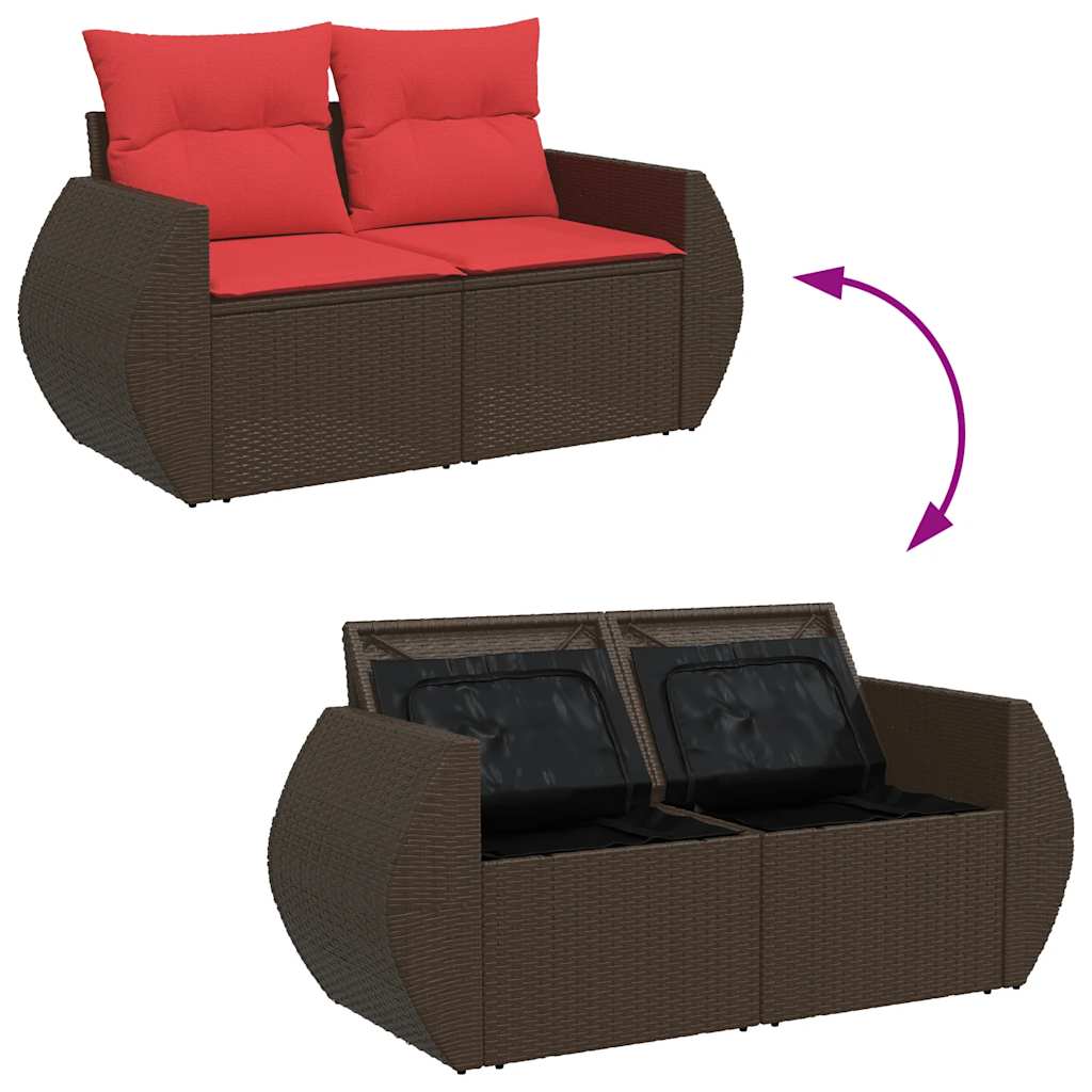 vidaXL 8 Piece Garden Sofa Set with Cushions Black Poly Rattan Acacia