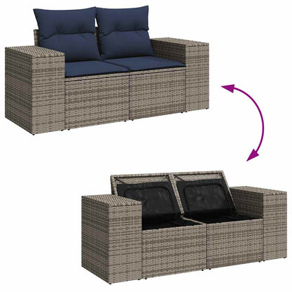 vidaXL 7 Piece Garden Sofa Set with Cushions Brown Poly Rattan Acacia