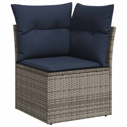 vidaXL 9 Piece Garden Sofa Set with Cushions Grey Poly Rattan Acacia
