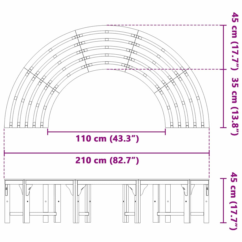 vidaXL Tree Bench 4-Seater 210 x 80 x 45 cm Solid Eucalyptus Wood