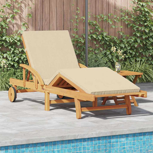 vidaXL Sun Lounger Solid Acacia Wood Beige