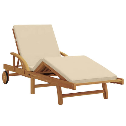 vidaXL Sun Lounger Beige 200 x 67 x 84 cm Solid Acacia Wood