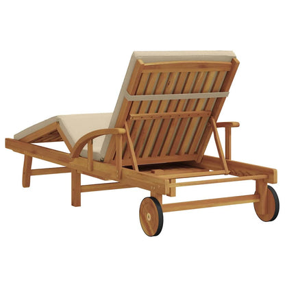 vidaXL Sun Lounger Beige 200 x 67 x 84 cm Solid Acacia Wood
