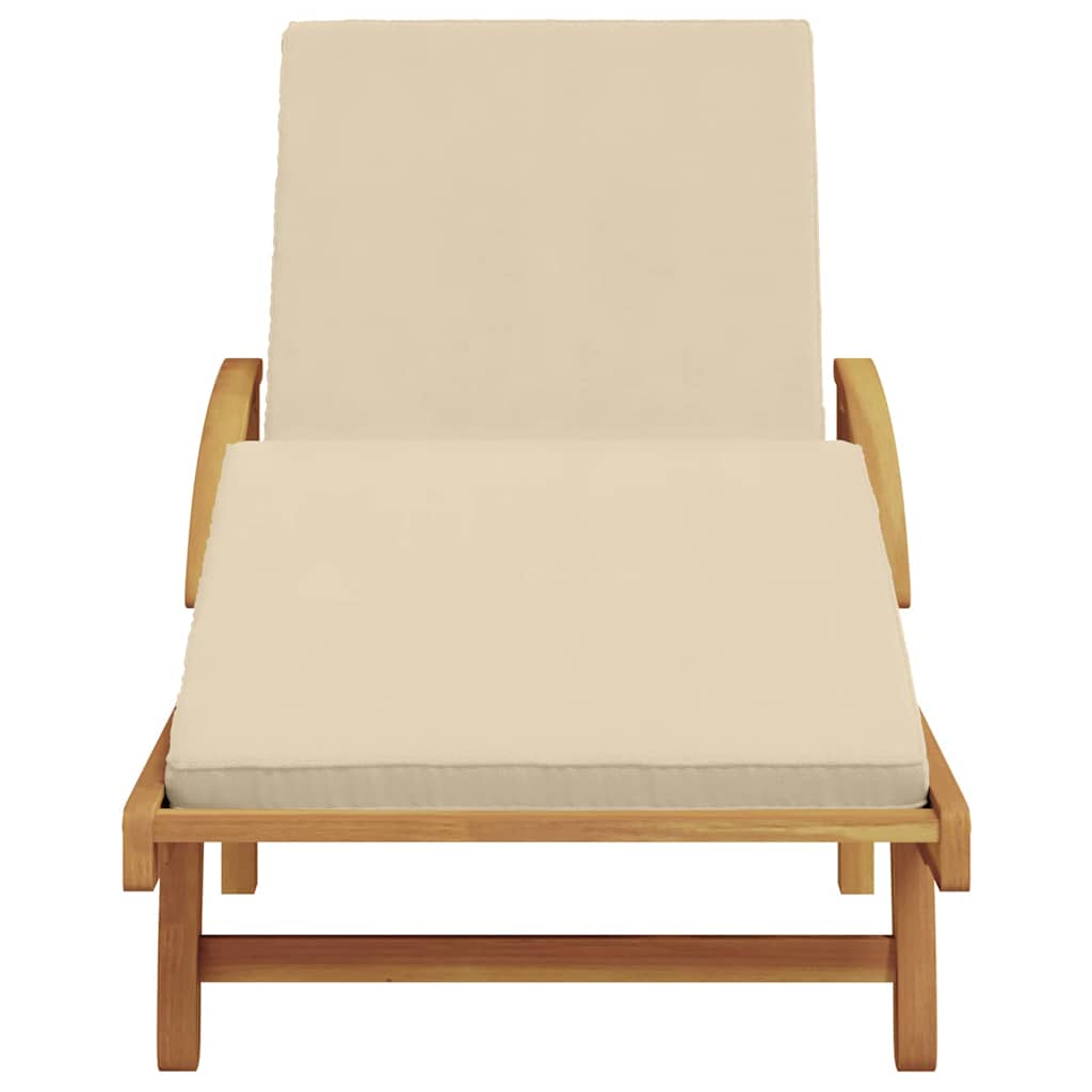 vidaXL Sun Lounger Beige 200 x 67 x 84 cm Solid Acacia Wood