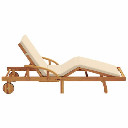 vidaXL Sun Lounger Beige 200 x 67 x 84 cm Solid Acacia Wood