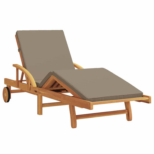 vidaXL Sun Lounger Solid Acacia Wood Taupe
