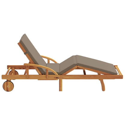 vidaXL Sun Lounger Taupe 200 x 67 x 84 cm Solid Acacia Wood