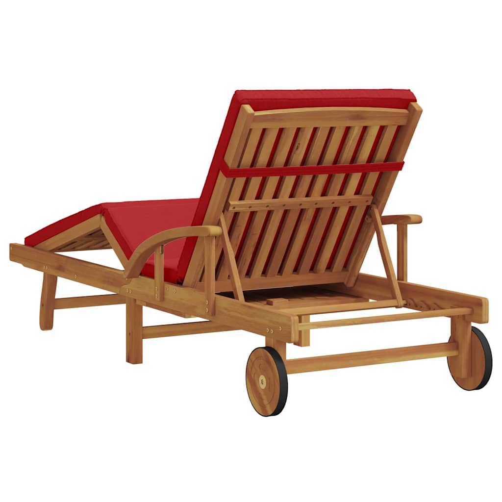 vidaXL Sun Lounger Red 200 x 67 x 84 cm Solid Acacia Wood