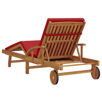 vidaXL Sun Lounger Red 200 x 67 x 84 cm Solid Acacia Wood