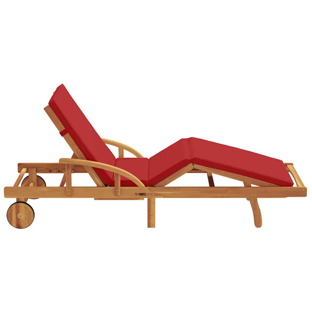 vidaXL Sun Lounger Red 200 x 67 x 84 cm Solid Acacia Wood