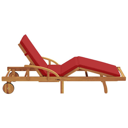 vidaXL Sun Lounger Red 200 x 67 x 84 cm Solid Acacia Wood