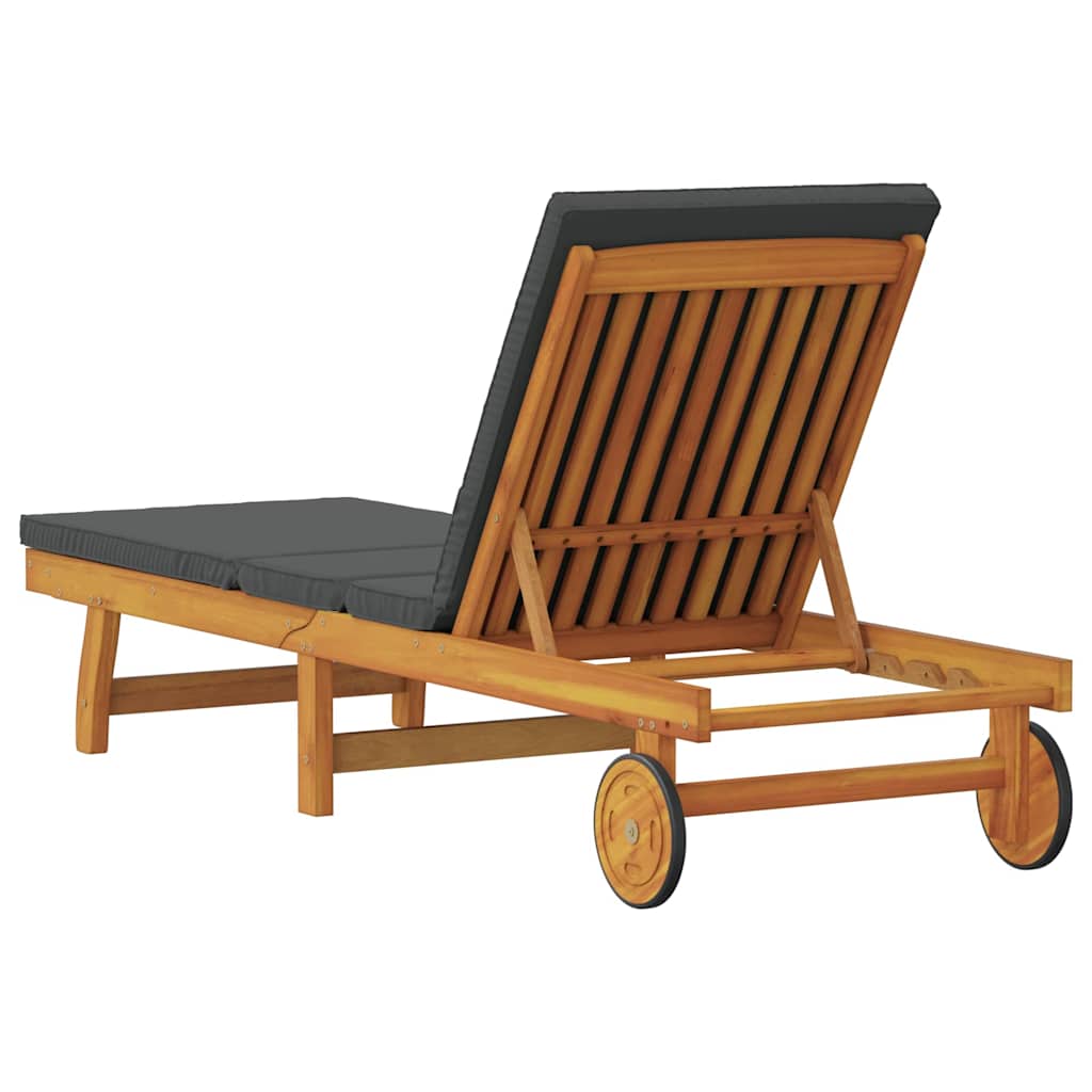 vidaXL Sun Lounger Reclining Brown 199 x 63 x 85 cm Solid Acacia Wood