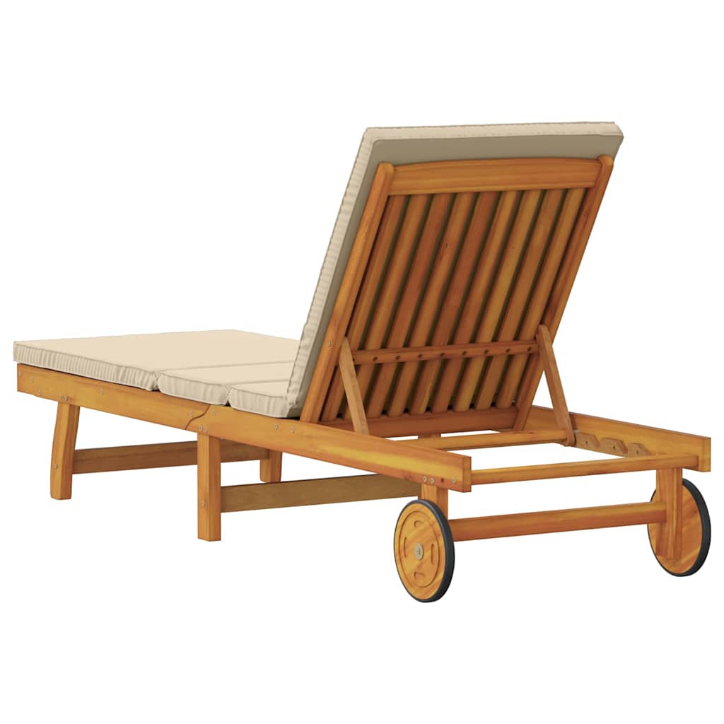 vidaXL Sun Lounger Reclining Brown 199 x 63 x 85 cm Solid Acacia Wood