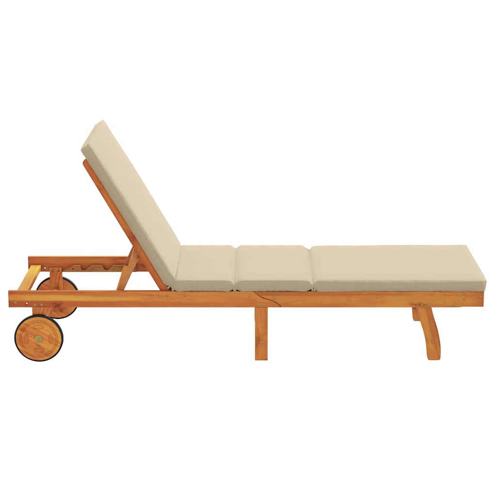 vidaXL Sun Lounger Reclining Brown 199 x 63 x 85 cm Solid Acacia Wood