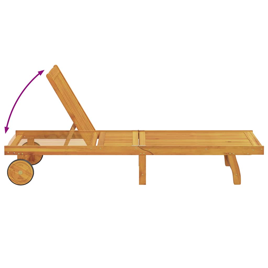 vidaXL Sun Lounger Reclining Brown 199 x 63 x 85 cm Solid Acacia Wood