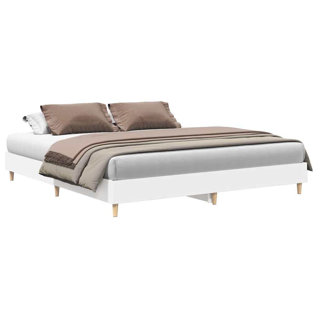 vidaXL Bed Frame | White | Engineered Wood, Solid Eucalyptus Wood, Plywood