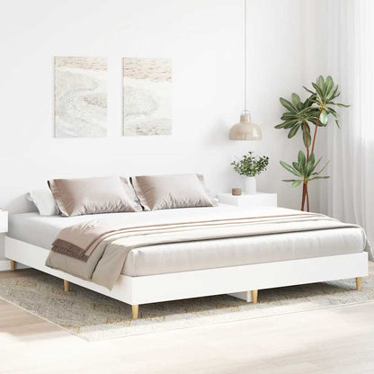 vidaXL Bed Frame | White | Engineered Wood, Solid Eucalyptus Wood, Plywood