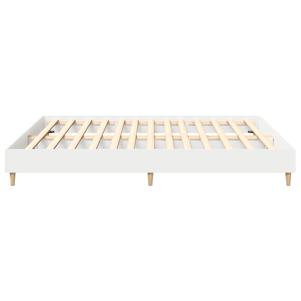 vidaXL Bed Frame | White | Engineered Wood, Solid Eucalyptus Wood, Plywood