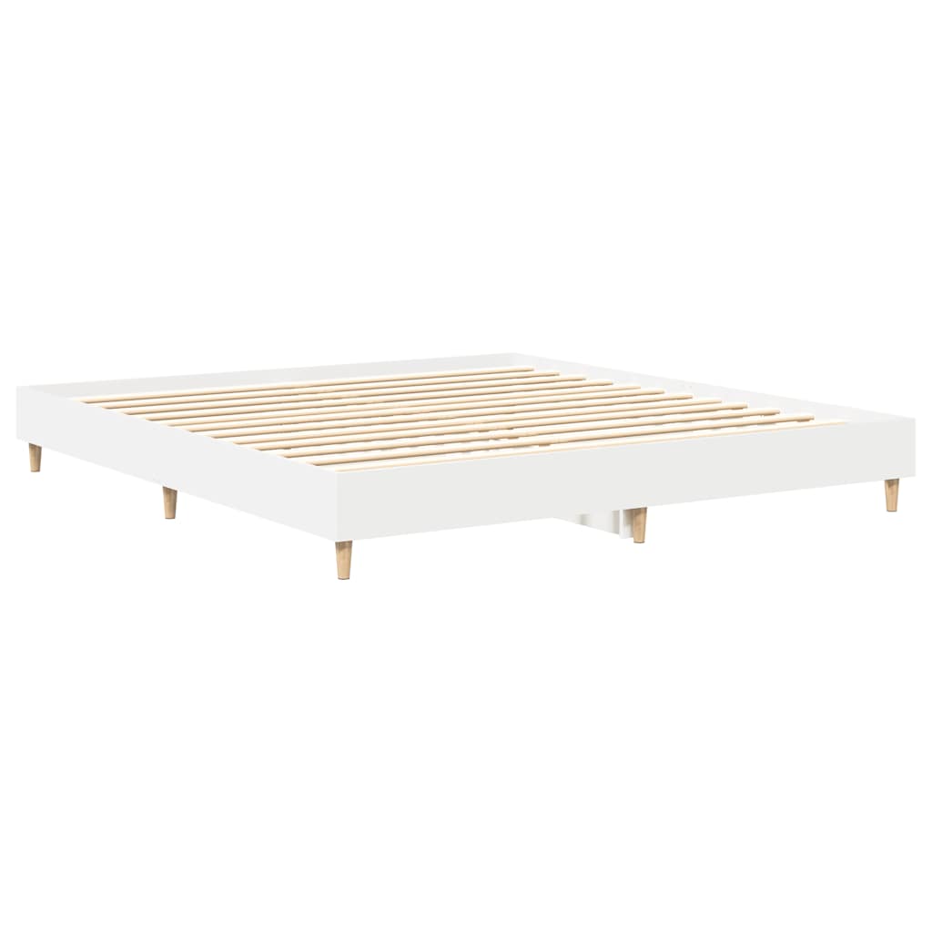 vidaXL Bed Frame | White | Engineered Wood, Solid Eucalyptus Wood, Plywood