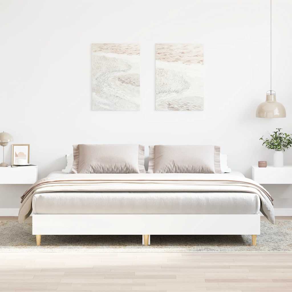 vidaXL Bed Frame | White | Engineered Wood, Solid Eucalyptus Wood, Plywood