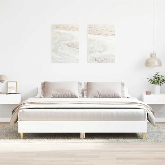 vidaXL Bed Frame | White | Engineered Wood, Solid Eucalyptus Wood, Plywood