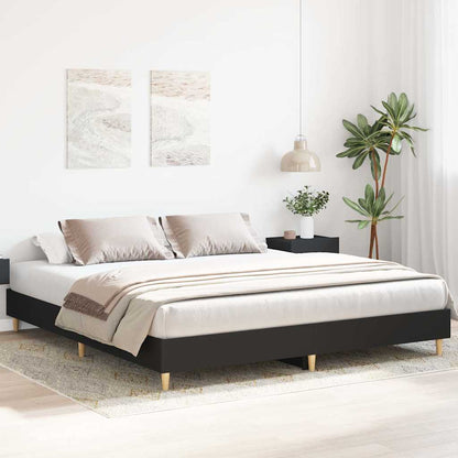 vidaXL Bed Frame | Black | Engineered wood, solid eucalyptus wood, plywood