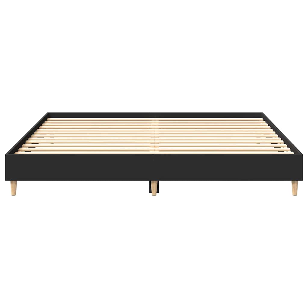 vidaXL Bed Frame | Black | Engineered wood, solid eucalyptus wood, plywood