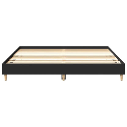 vidaXL Bed Frame | Black | Engineered wood, solid eucalyptus wood, plywood