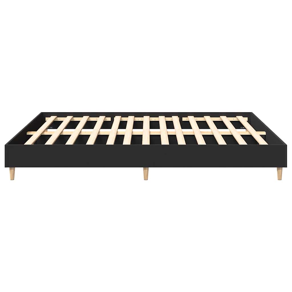 vidaXL Bed Frame | Black | Engineered wood, solid eucalyptus wood, plywood